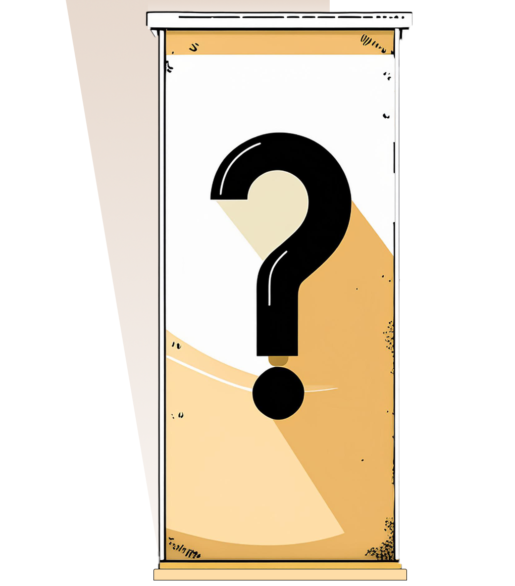 tall banner with black question mark